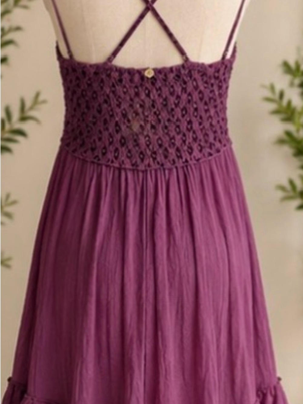 Free People FP One Adella Slip Dress M Purple Crochet Lace Boho - Picture 3 of 7